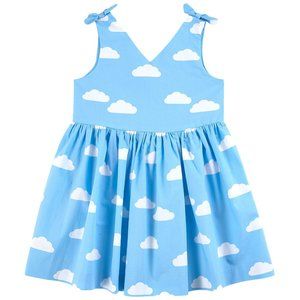Jacadi Girls Blue and White Cloud Pattern Dress